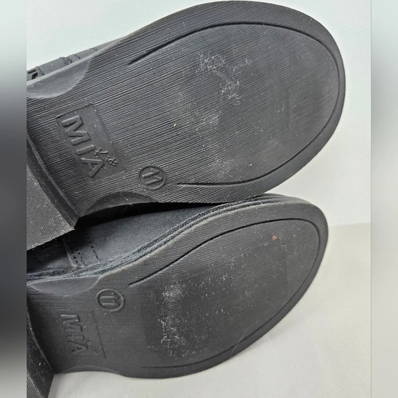 Mia Kid's Girl's Ankle Booties Sz 11M Black Faux Leather Zip Perforated Cutout - Picture 8 of 9